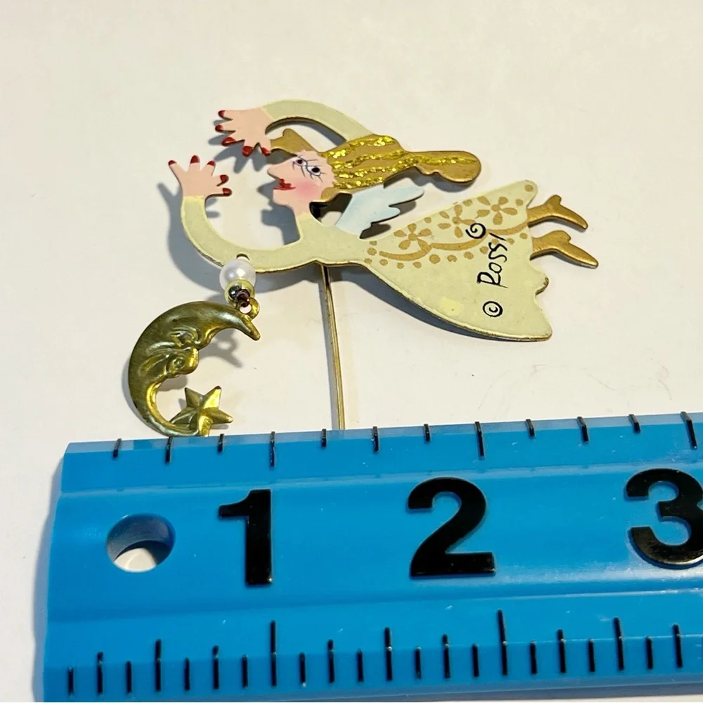 Karen Rossi Flying Fairy Angel Stick Pin Brooch Slight Curve In Stick